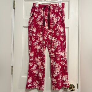 LANDS' END Floral Cotton LOUNGING / PAJAMA PANTS Size M (10-13)
